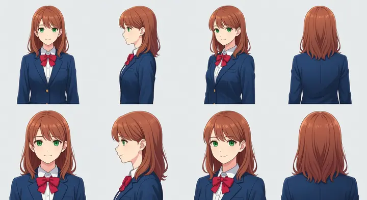 Anime Character Turnaround — Visual Novel template