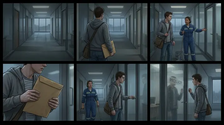 Character-Sheet Storyboard Sheet — Cinematic Stills template